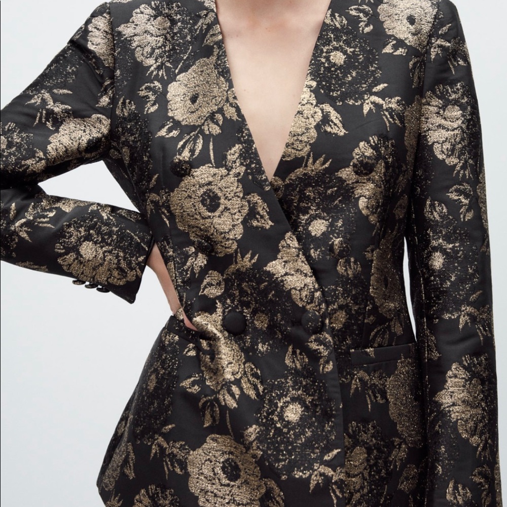 Zara golden jacquard Blazer
